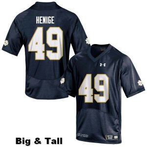 Notre Dame Fighting Irish Men's Jack Henige #49 Navy Under Armour Authentic Stitched Big & Tall College NCAA Football Jersey PNT1899RE